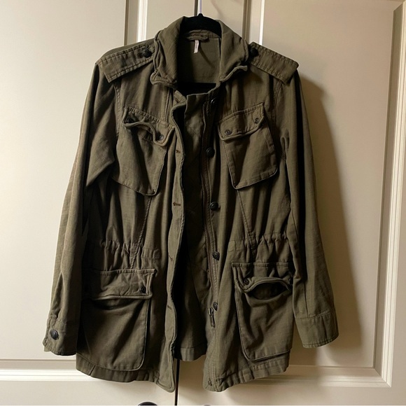 Free People Oversized Not Your Brother's Surplus Jacket in Olive size XS - Picture 2 of 7